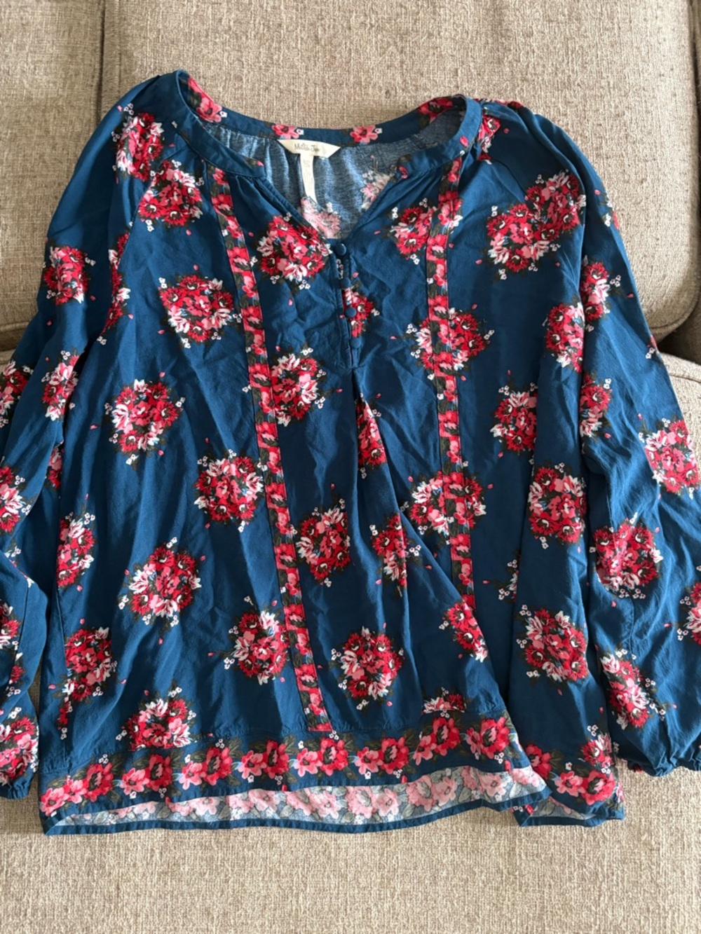 Matilda Jane Blouse, blue and pink floral